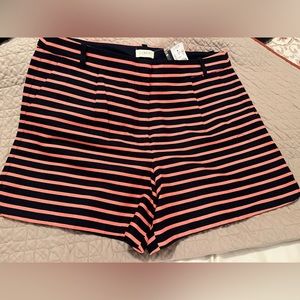 J Crew Navy/Coral Stripe dressy Shorts sz 12